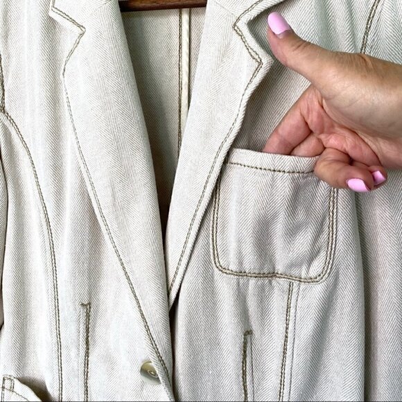 J. Jill linen &  cotton blazer, fitted, unlined, business casual - Picture 5 of 12